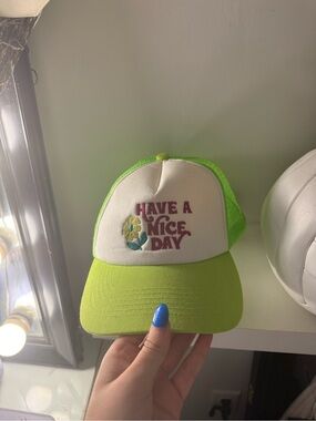 Others Follow Lime Green and White Trucker Hat - "Have a Nice Day"
